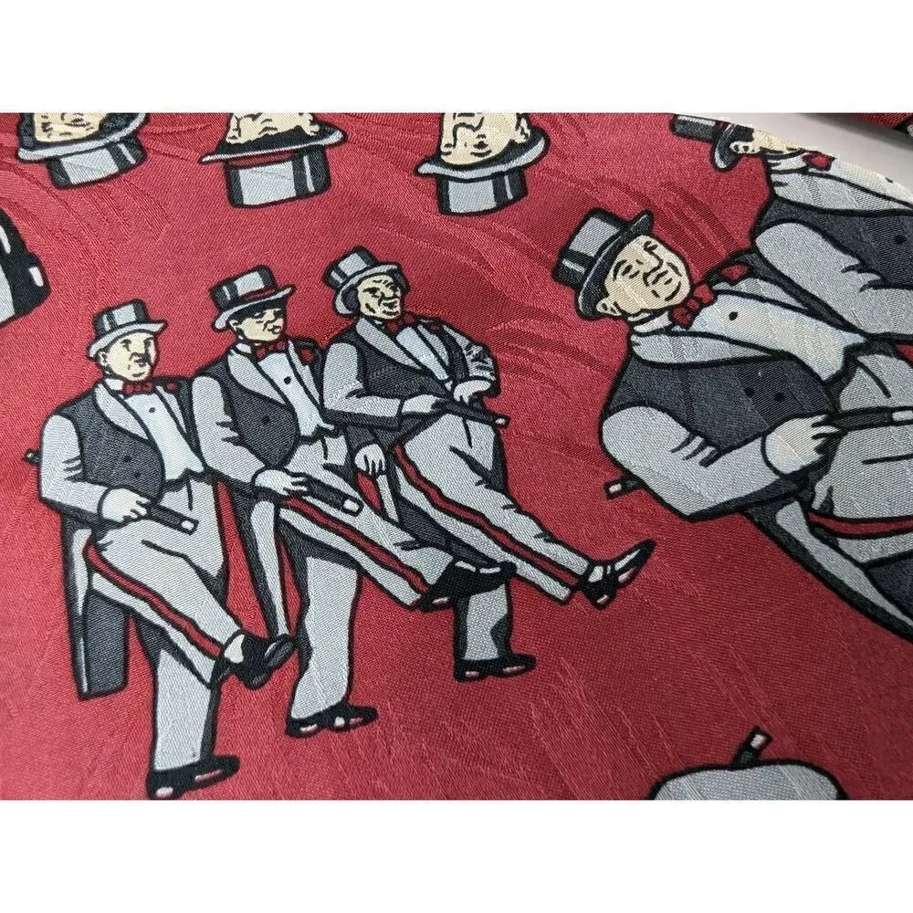 RM STYLE RALPH MARLIN SILK TIE THREE 3 STOOGES TUXEDO RED GRAY SMOOTH 3.75